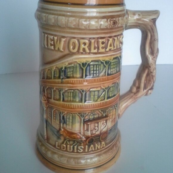 New Orleans Beer stein/mug Louisiana French Quarter Bourbon St 7 inch - Picture 2 of 5